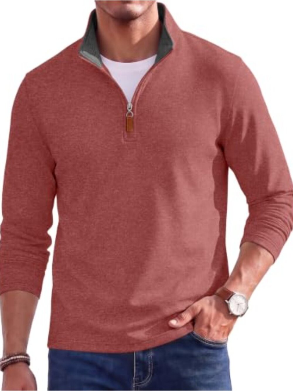 COOFANDY Men's Quarter Zip Fleece Pullover Sweatshirt Mock Neck Lightweight